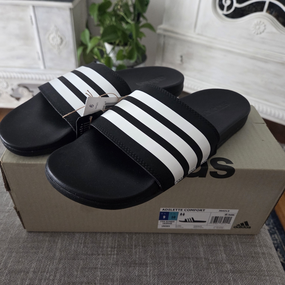 Adidas Adilette Black and White Slides